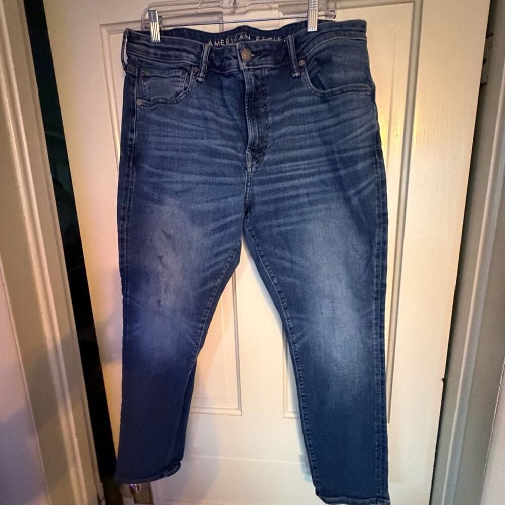 American Eagle Jeans Mens 39x30 Slim Straight Pants Airflex+ Stretch Dark Wash